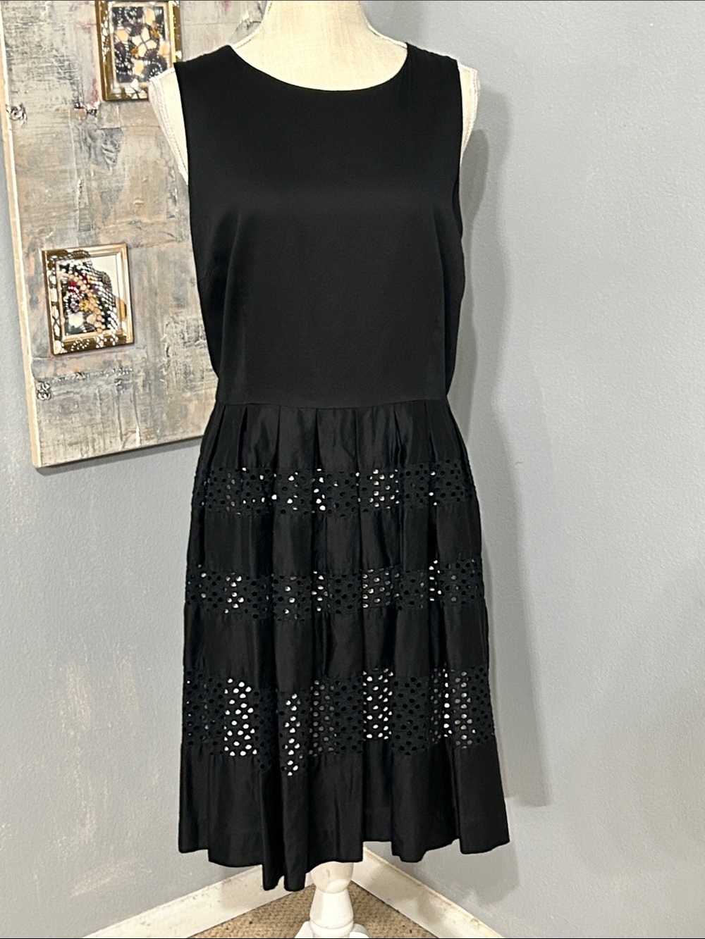 Black Sleeveless Eyelet Dress